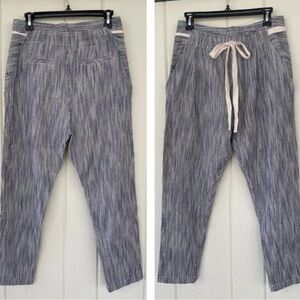 Free People, Drawstring, Seersucker, Blue & Cream